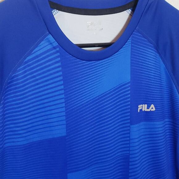 Fila Short Sleeve Crew Neck T-Shirt Mens Medium Blue Activewear Running - Picture 2 of 6